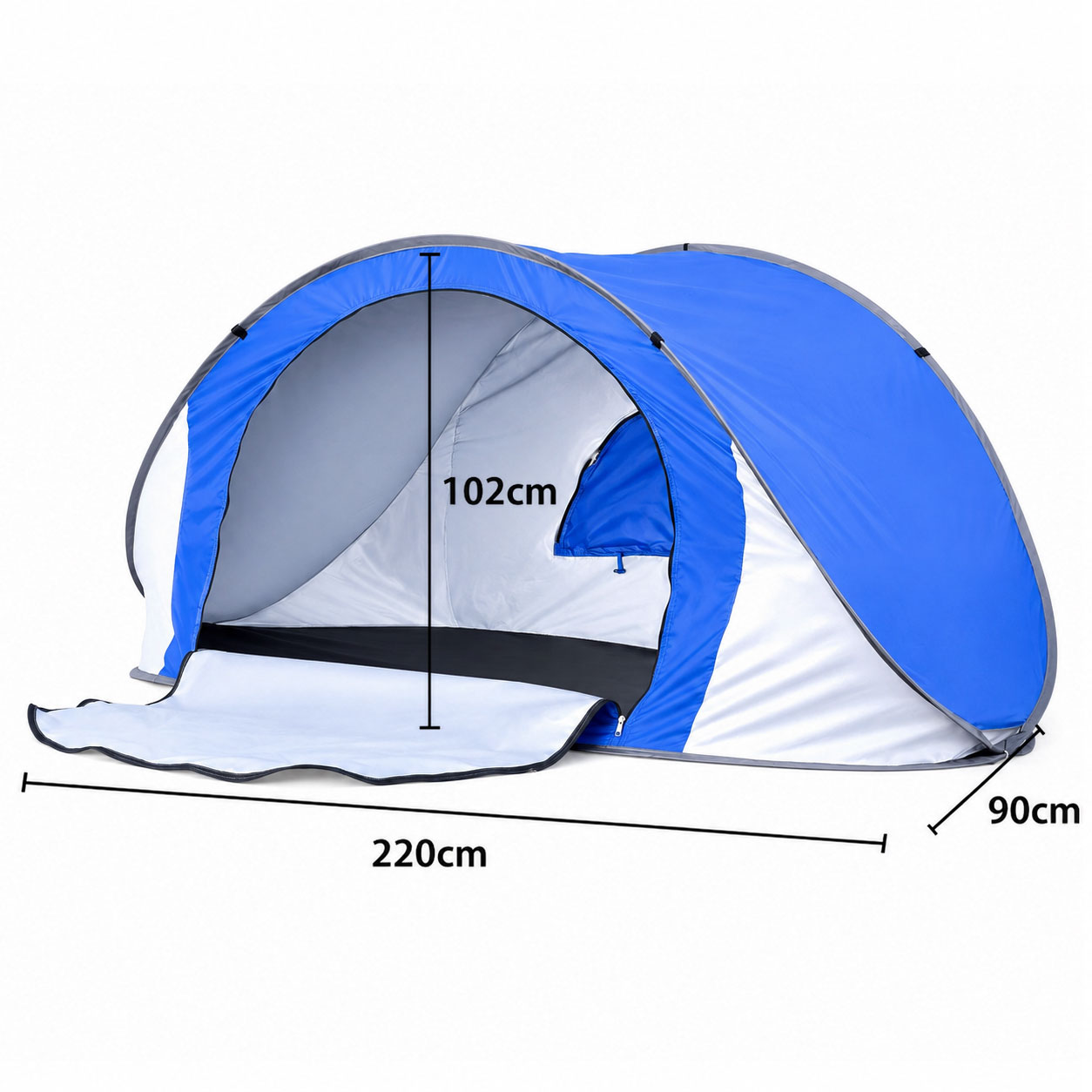Beach Tent Pop Up Foldable 3 Person Blue - Image 2